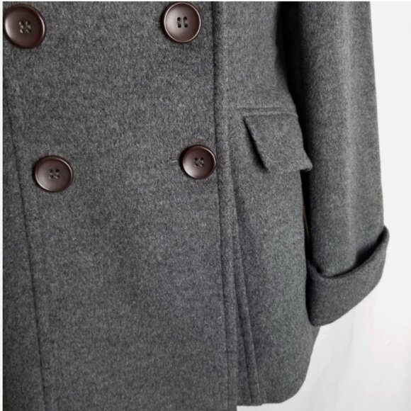 Moda International Wool Blend Peacoat Classic Gray Double-Breasted Coat Size S - Picture 4 of 10